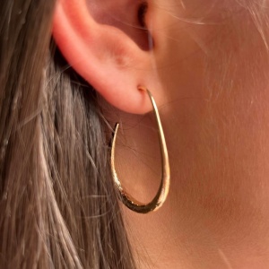 Oval Hooped Earrings - Gold